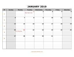 printable calendar 2019 large box grid