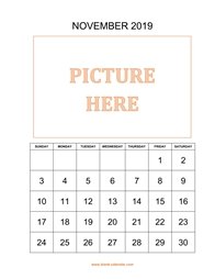 printable november calendar 2019 add picture