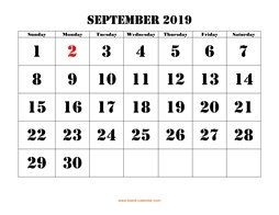 printable september 2019 calendar larger font