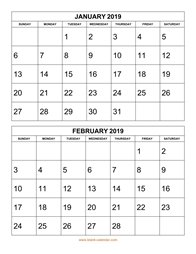 printable calendar 2019 2 months