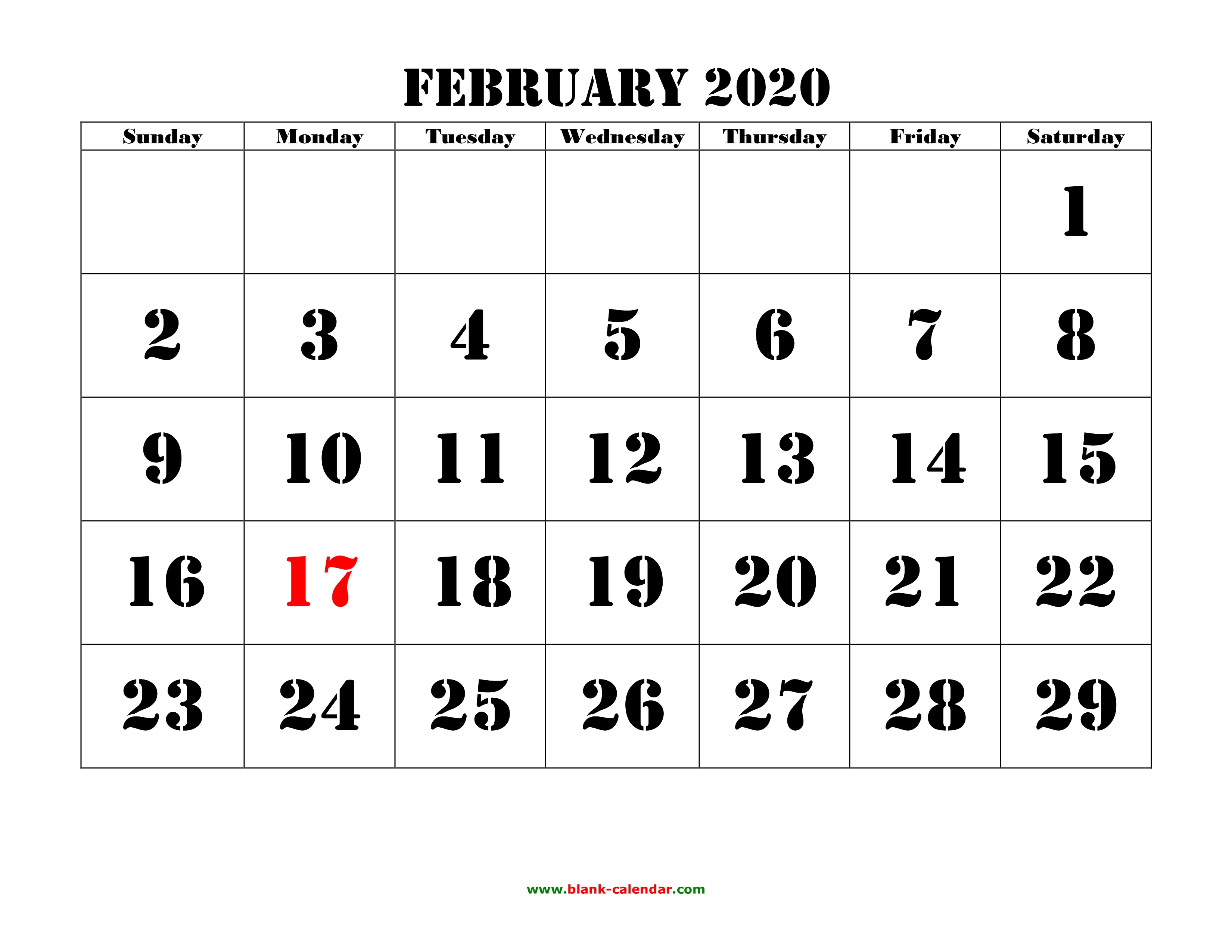 February 2020 Printable Calendar | Free Download Monthly Calendar Templates3300 x 2550