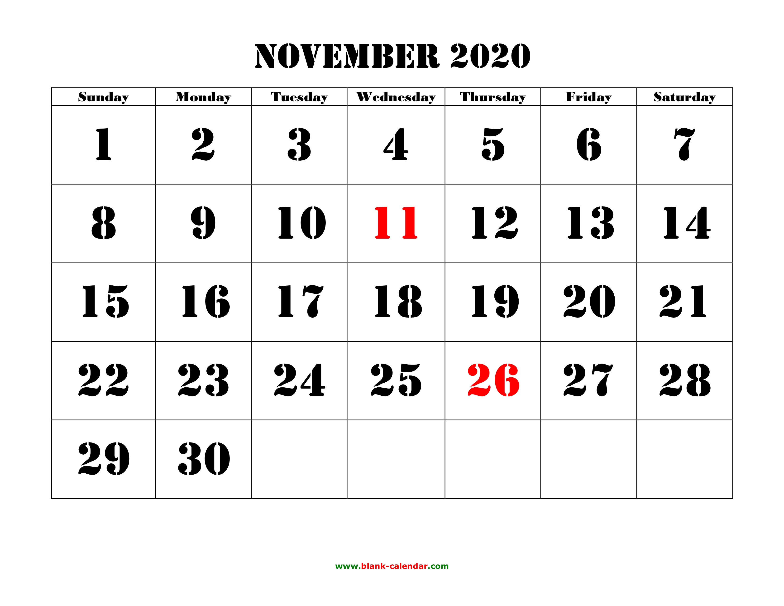 november 2020 printable calendar free download monthly monthly calendar november 2020 printable