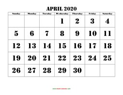 printable april 2020 calendar larger font