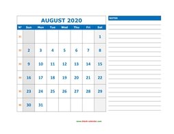 printable august 2020 calendar