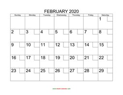 printable february calendar 2020 check boxes