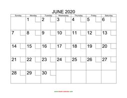 printable june 2020 calendar check boxes