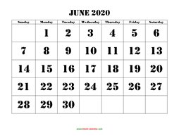 printable june 2020 calendar larger font