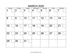 printable march 2020 calendar check boxes