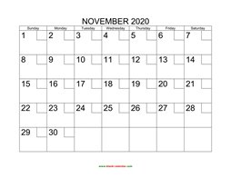printable november calendar 2020 check boxes