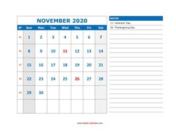 printable november 2020 calendar