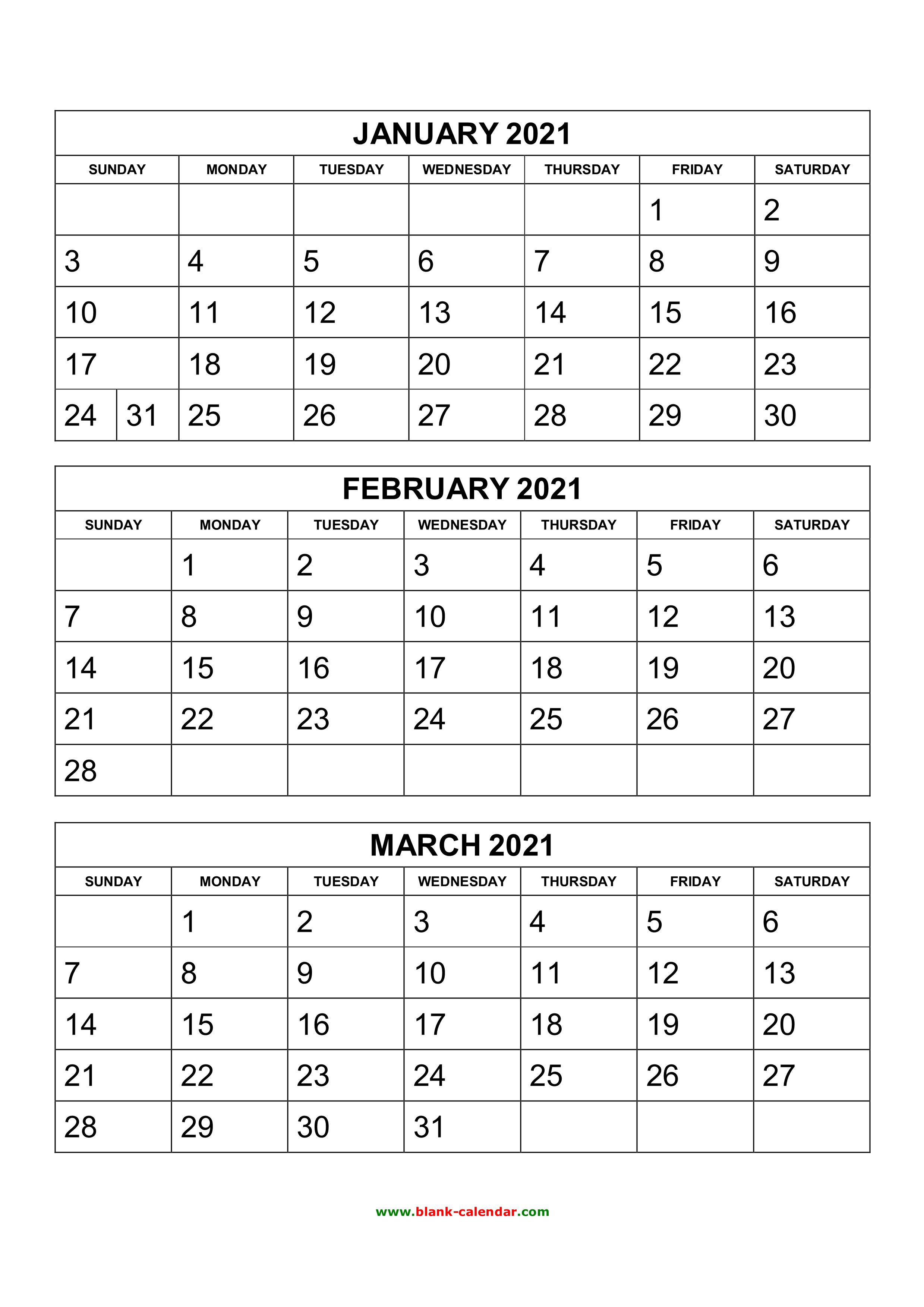 free download printable calendar 2021 3 months per page 4 pages vertical