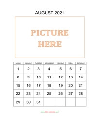 printable august calendar 2021 add picture