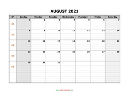 printable august calendar 2021 large box grid