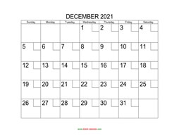printable december calendar 2021 check boxes
