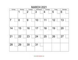 printable march calendar 2021 check boxes