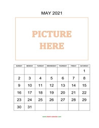 printable may 2021 calendar, pictures can be placed at the top
