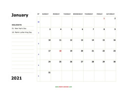 Free Download Printable Calendar 2021 in one page, clean ...