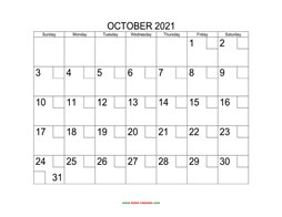 printable october calendar 2021 check boxes