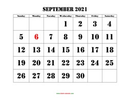 printable september calendar 2021 large font