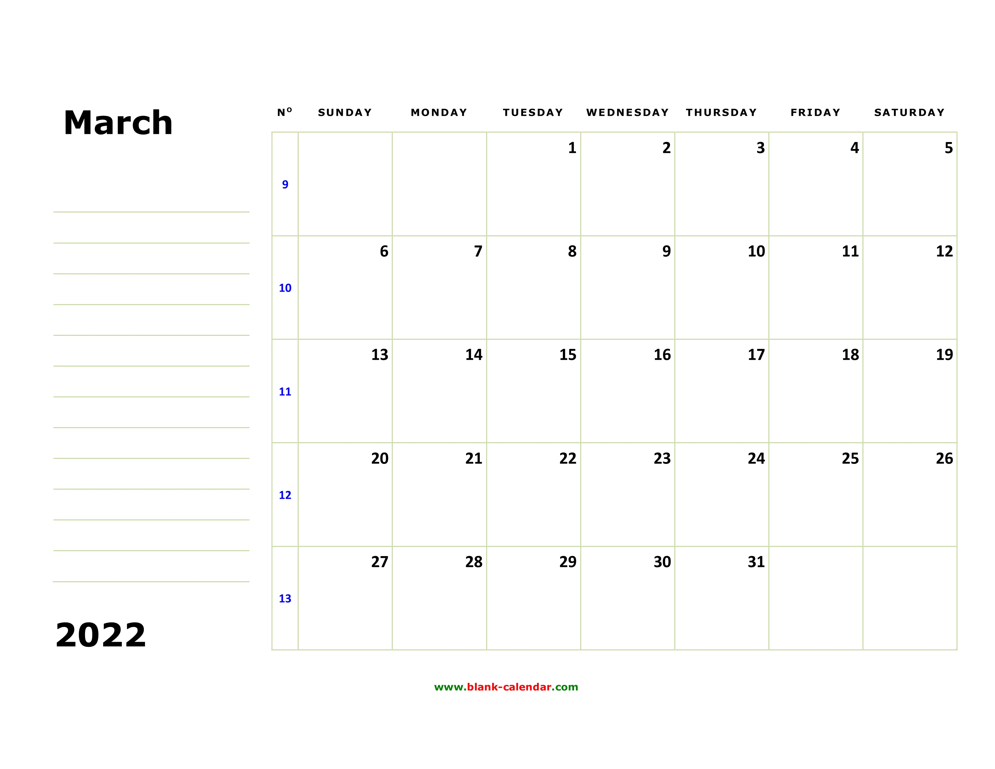 Free Download Printable March 2022 Calendar Large Box Holidays Listed Free Download Printable March 2022 Calendar Large Box Holidays Listed