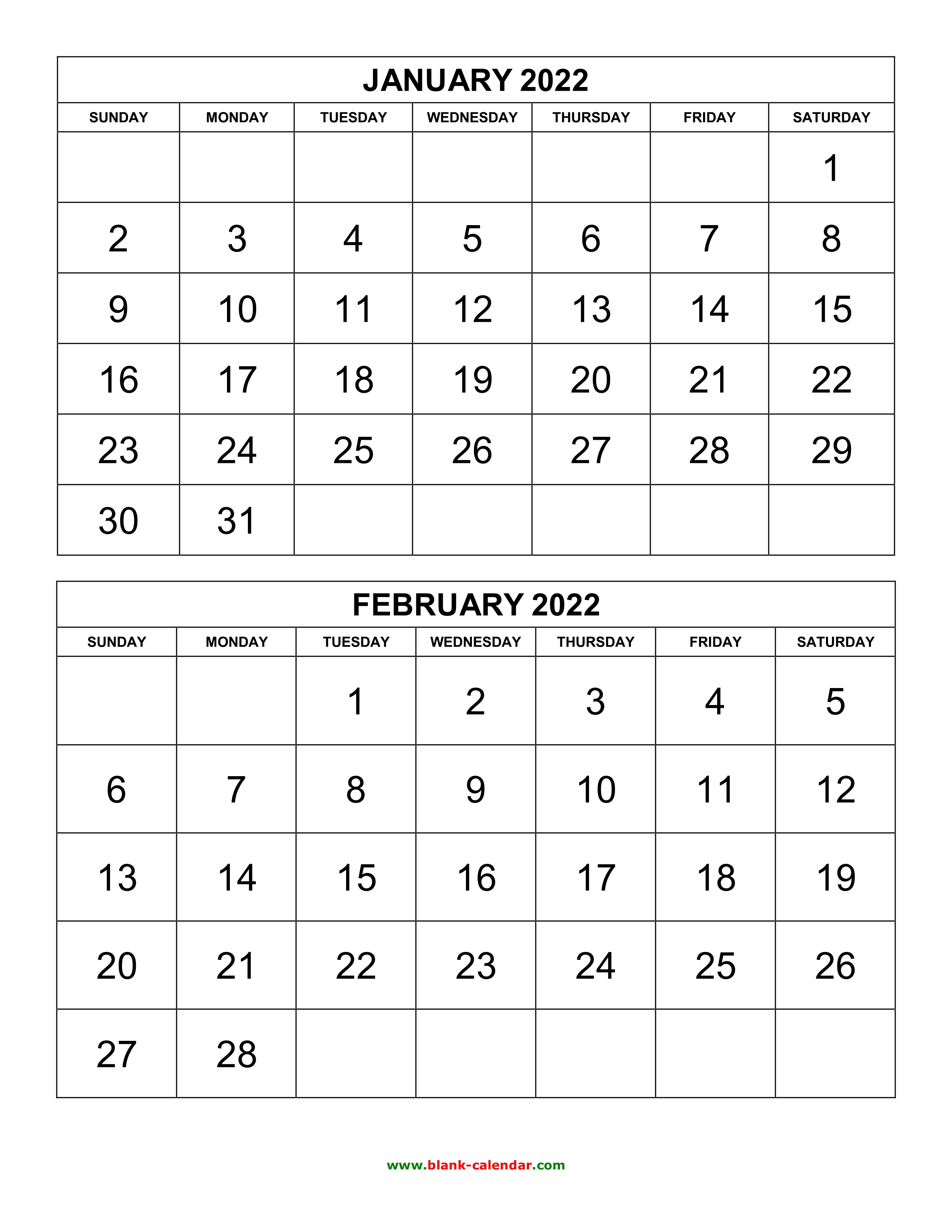 Free Download Printable Calendar 2022 2 Months Per Page 6 Pages