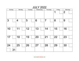 printable july 2022 calendar check boxes