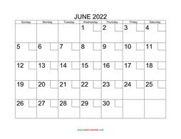 printable june 2022 calendar check boxes