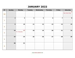 free download printable calendar 2022 with us federal holidays one