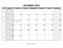 2022 calendar printable october grid box notes space 2023 version 2021