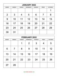 Printable Calendar 2022, 2 months per page, 6 pages (vertical)