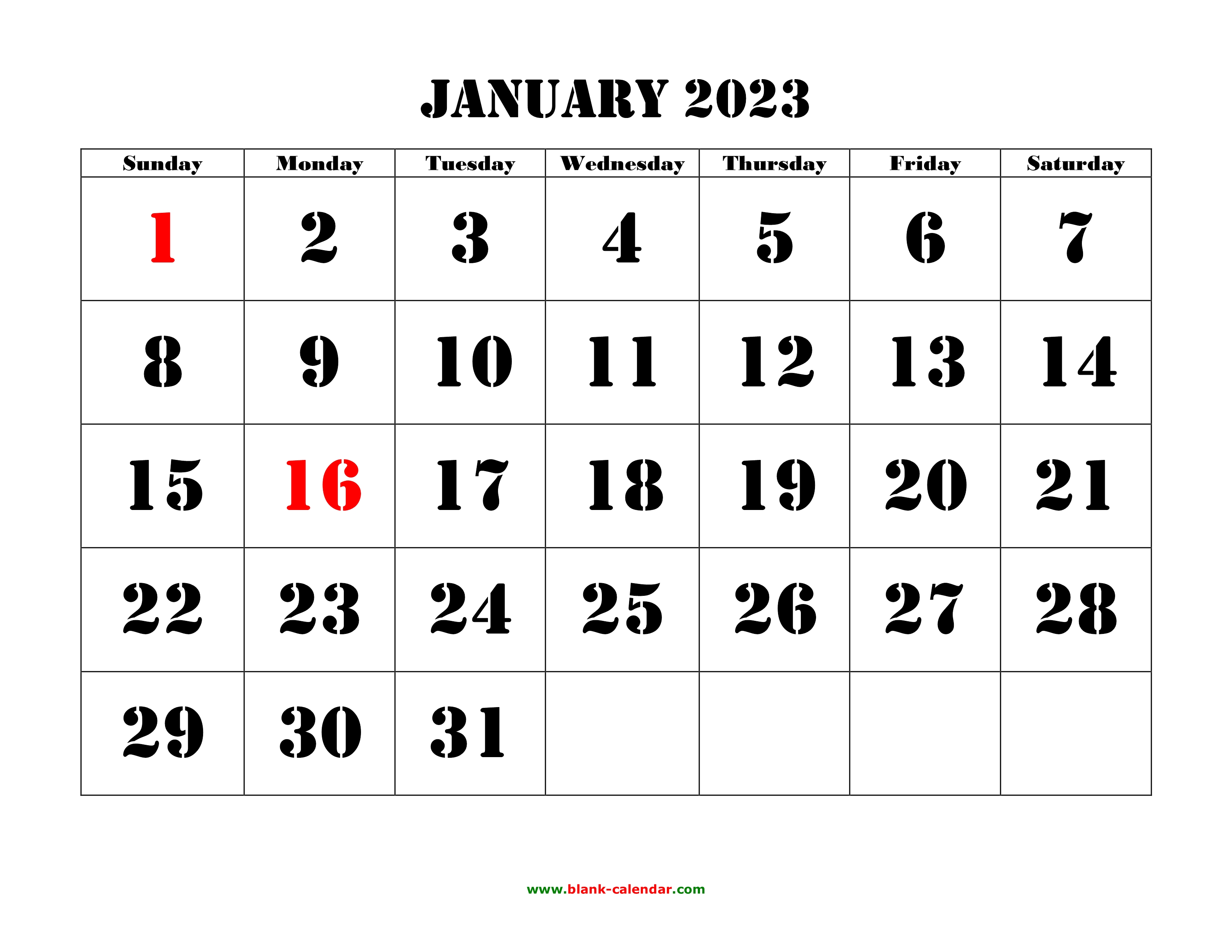 Free Printable Calendar 2023 Month Per Page