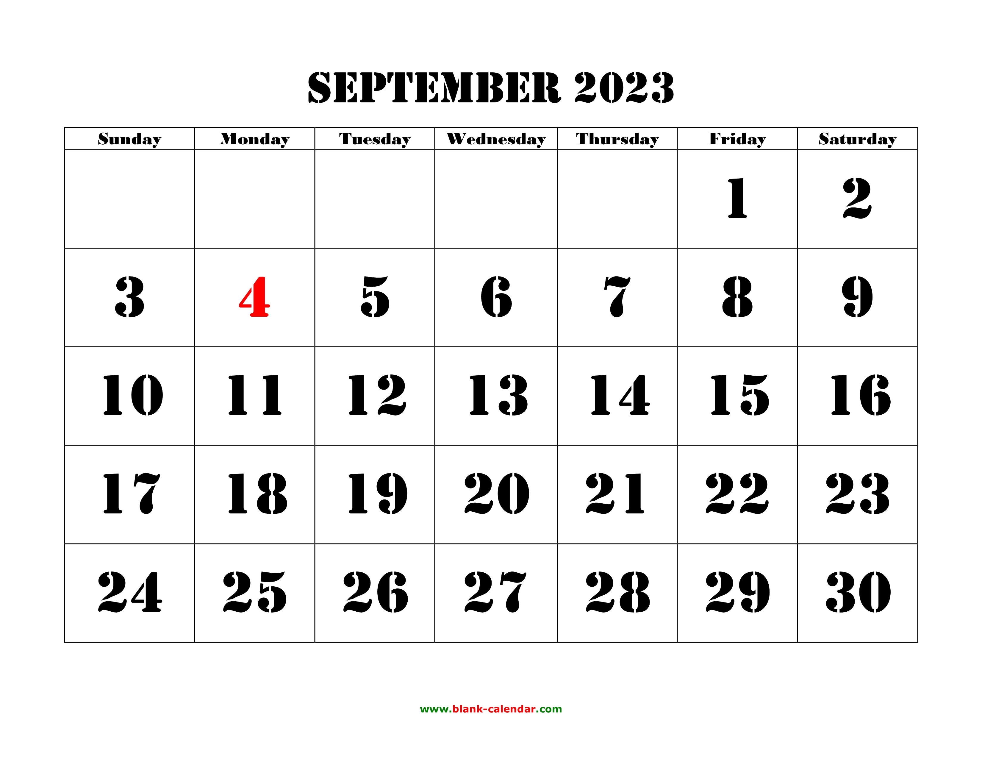 September 2023 Printable Calendar | Free Download Monthly Calendar Templates