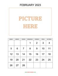 printable february calendar 2023 add picture