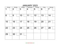 printable january calendar 2023 check boxes
