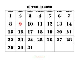 printable october calendar 2023 large font
