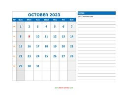 printable october calendar 2023 large space appointment notes