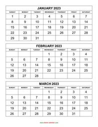 Printable Calendar 2023, 3 months per page, 4 pages (vertical)