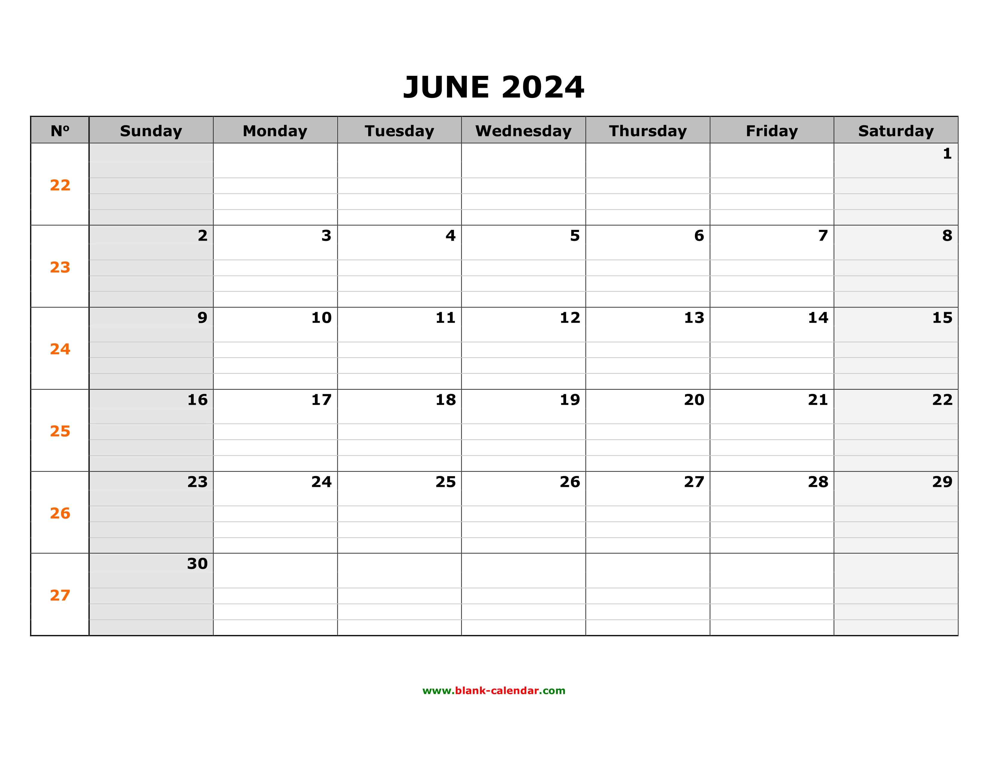 June 2024 Calendar Printable Genni Josepha