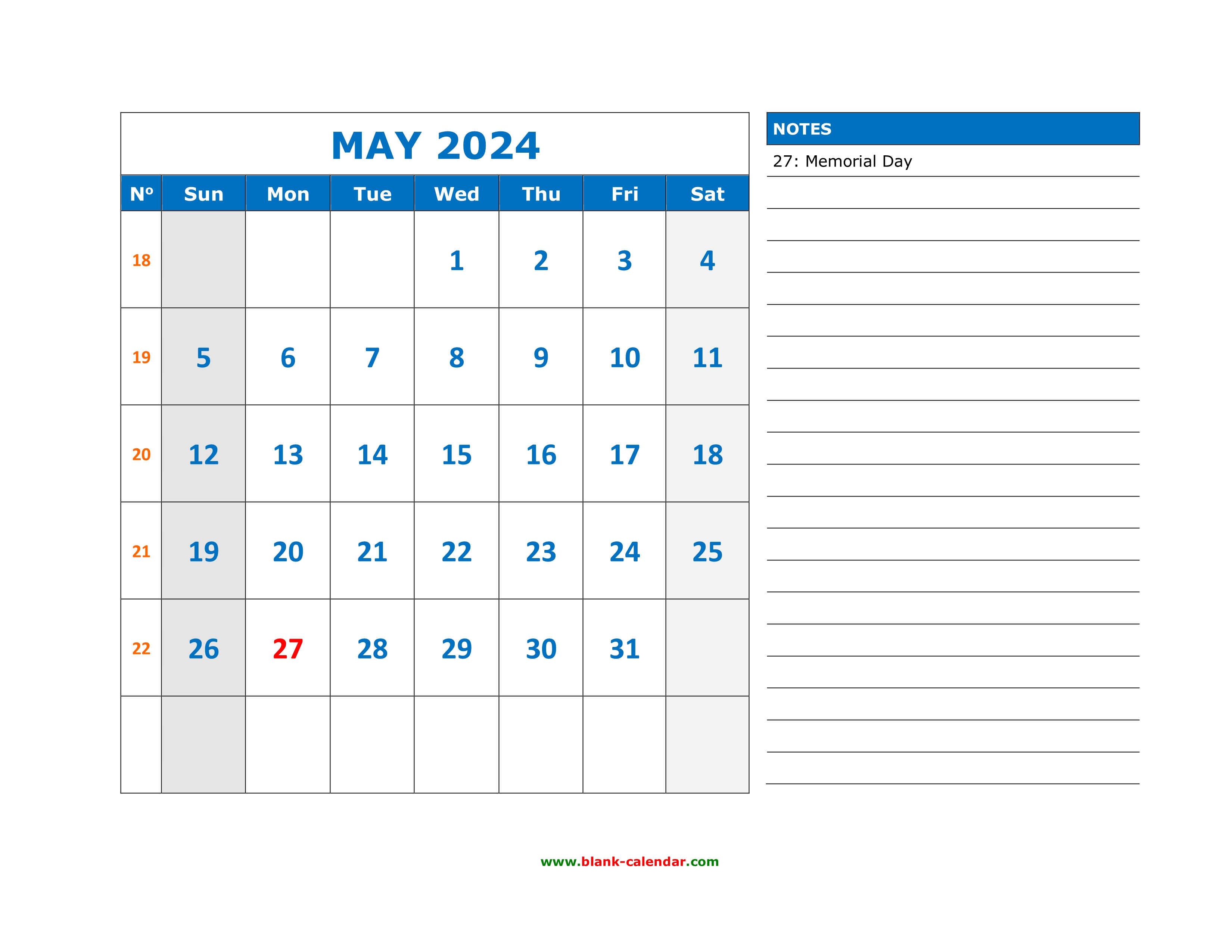 Free Download Printable May 2024 Calendar, large space for appointment