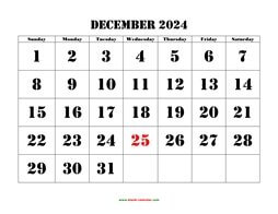printable december 2024 calendar larger font