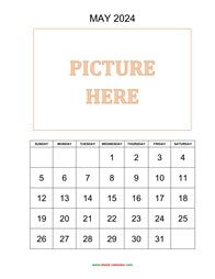 printable may 2024 calendar, pictures can be placed at the top