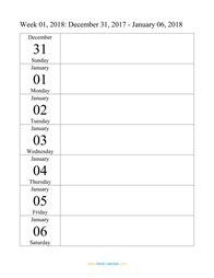 weekly calendar 2018 template 03
