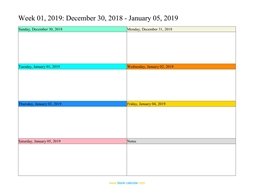 weekly calendar 2019 template 02