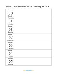 weekly calendar 2019 template 03
