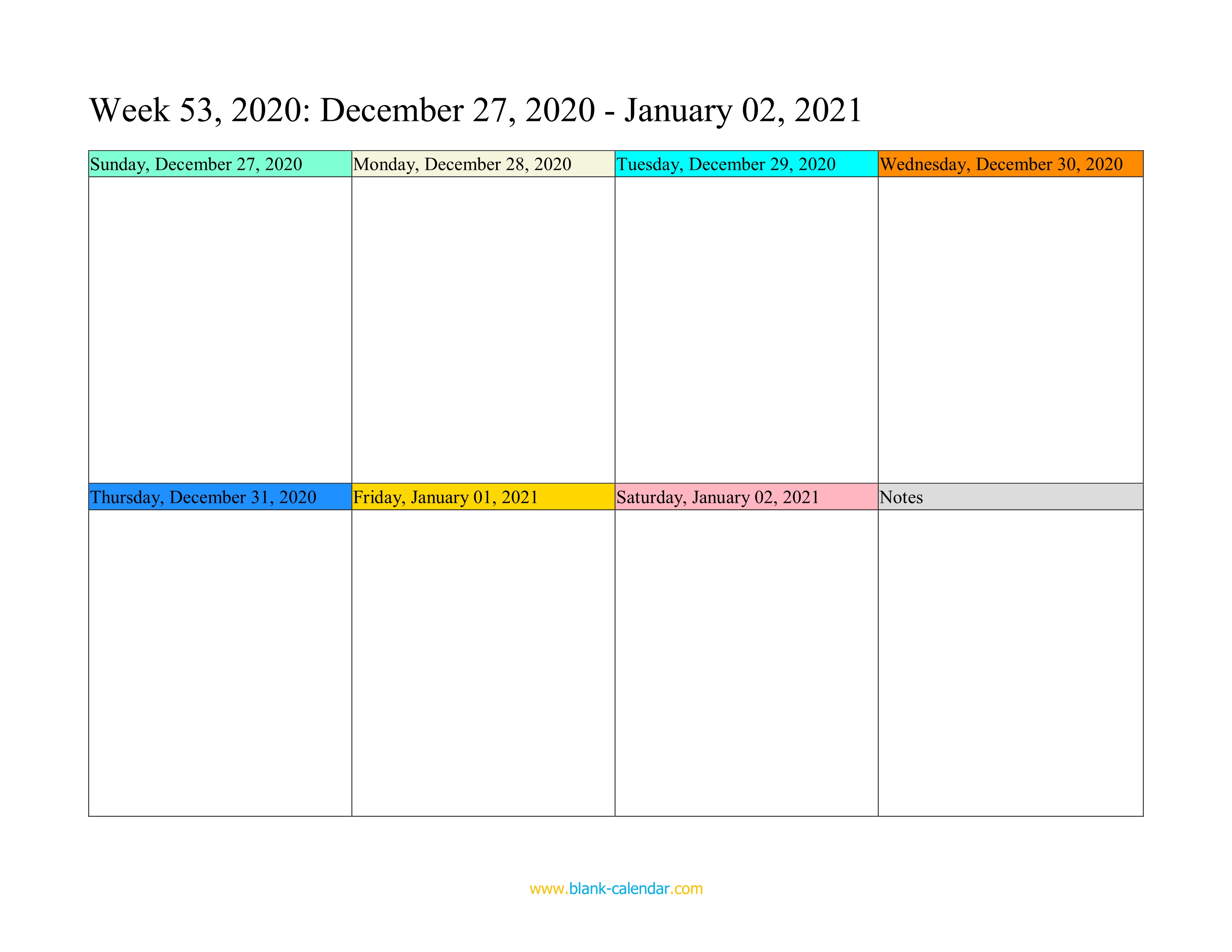 Weekly Calendar 2021 (WORD, EXCEL, PDF)