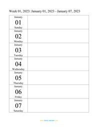 Weekly Calendar 2023 (WORD, EXCEL, PDF)