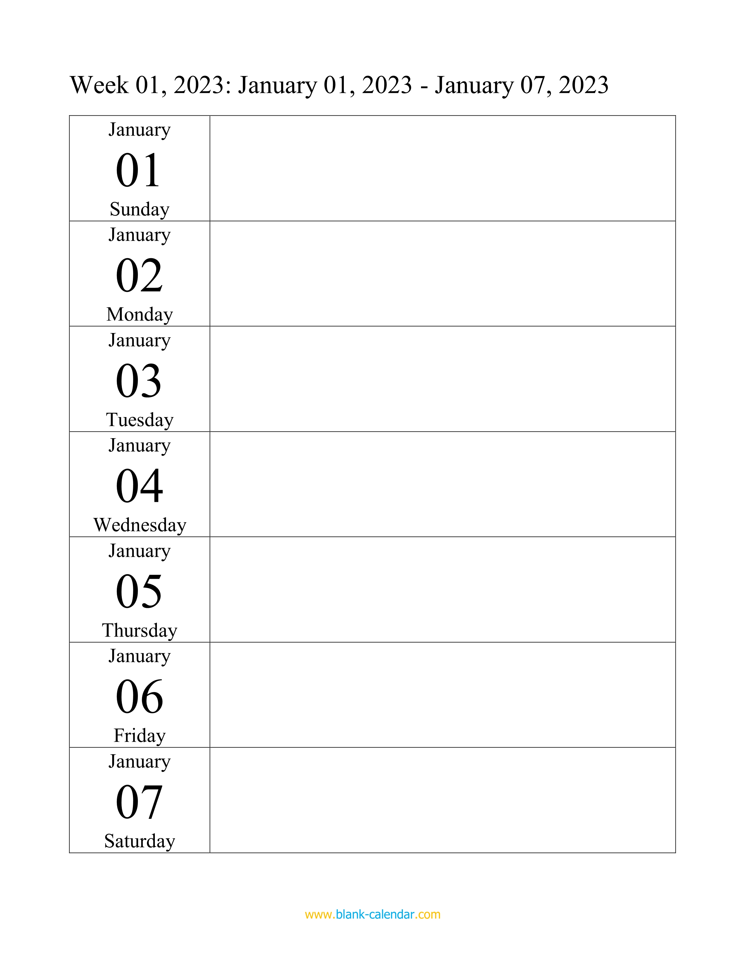 Weekly Calendar 2023 WORD EXCEL PDF 