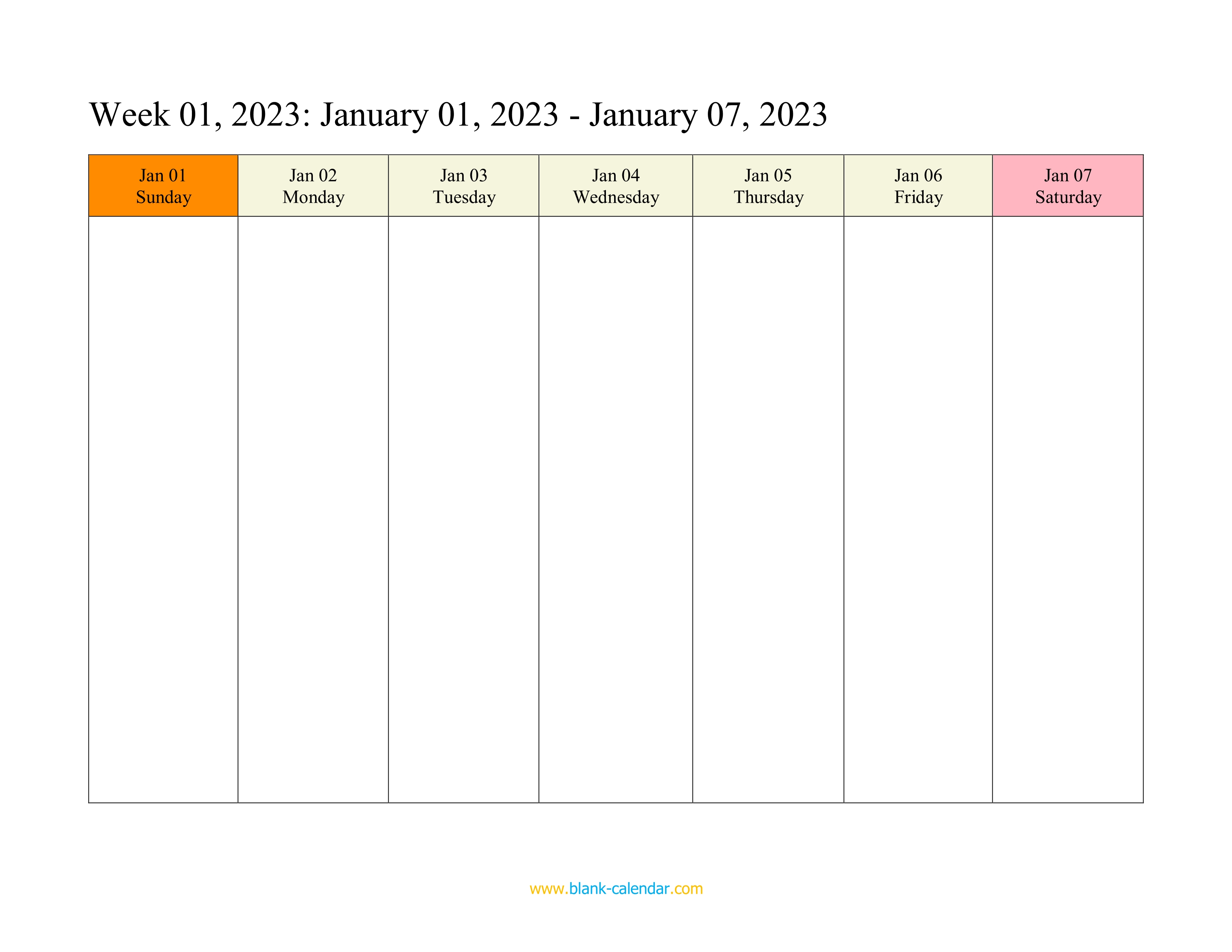 Weekly Calendar 2023 WORD EXCEL PDF 