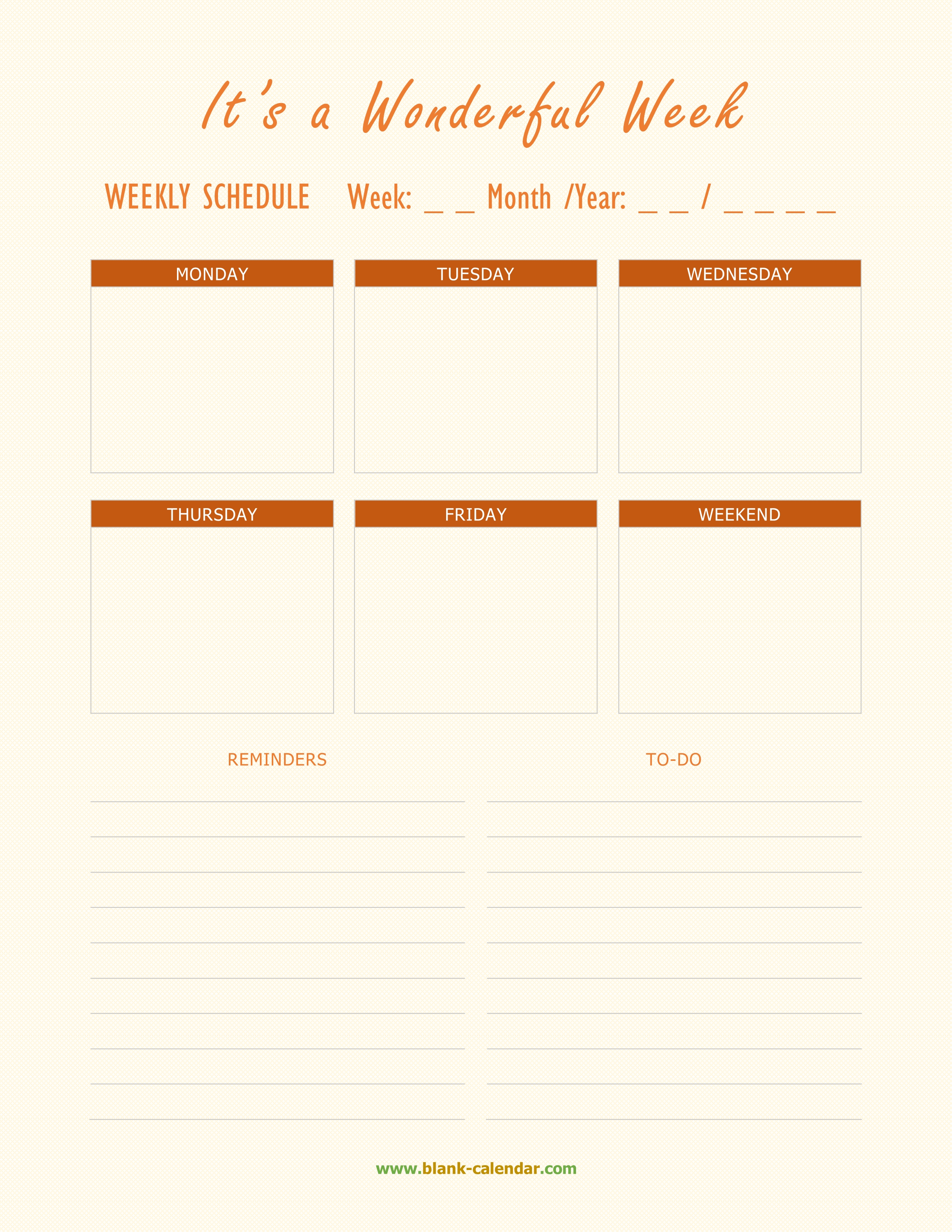 Blank Weekly Schedule Template