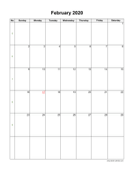 February 2020 Blank Calendar